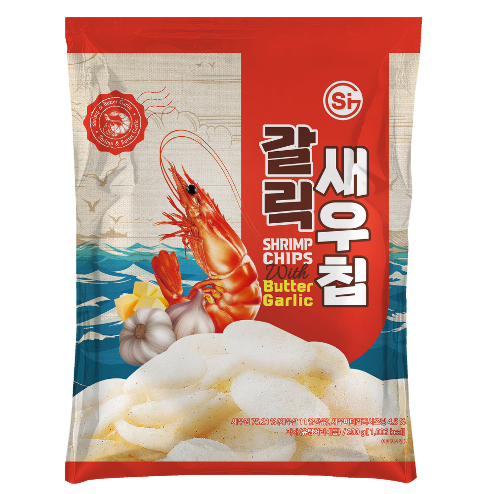 [17,500원 이상 무료배송] 갈릭새우칩 버터갈릭 새우과자 200g 1개 2