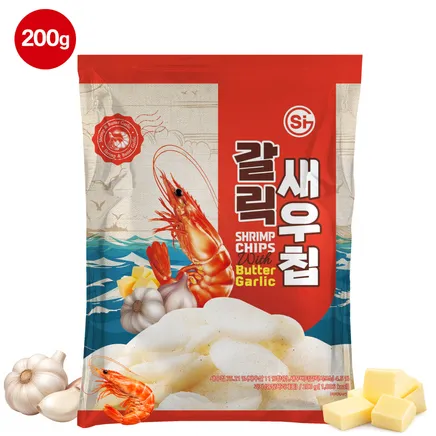 [17,500원 이상 무료배송] 갈릭새우칩 버터갈릭 새우과자 200g 1개