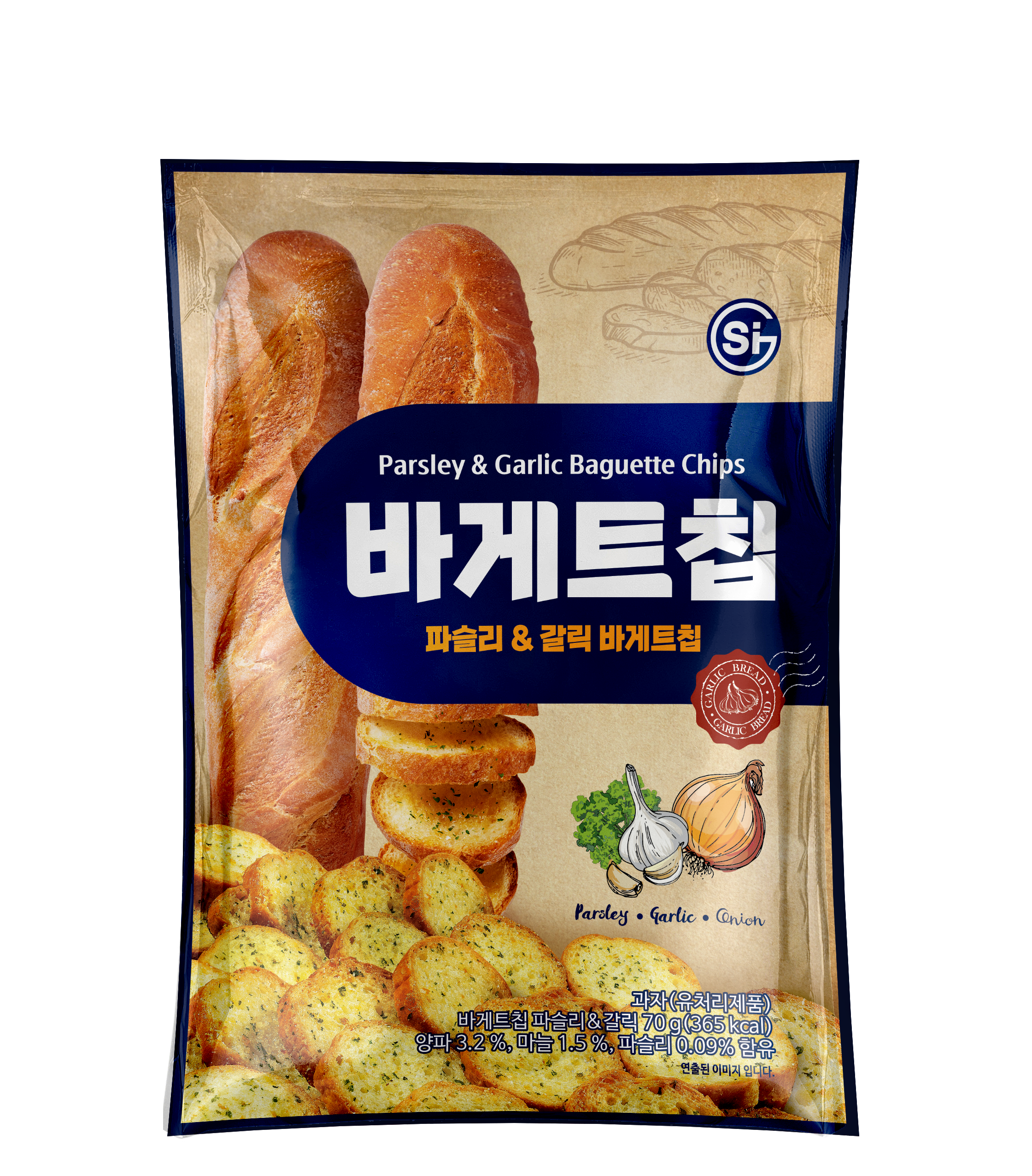 [무료배송] 통바게트 크리스피 바게트칩 파슬리 앤 갈릭 70g 24개 2
