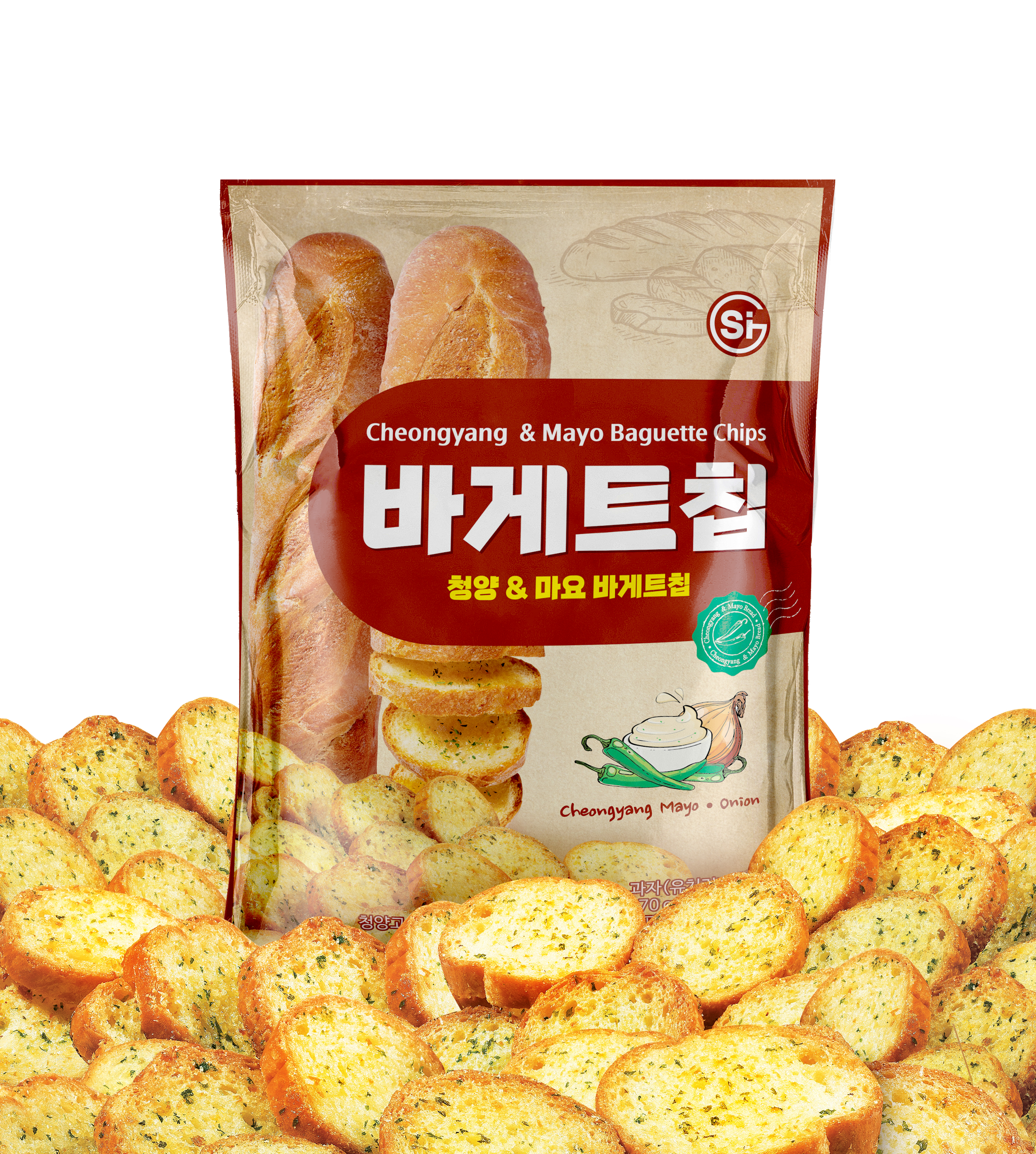 [무료배송] 통바게트 크리스피 바게트칩 청양마요 70g 24개 4