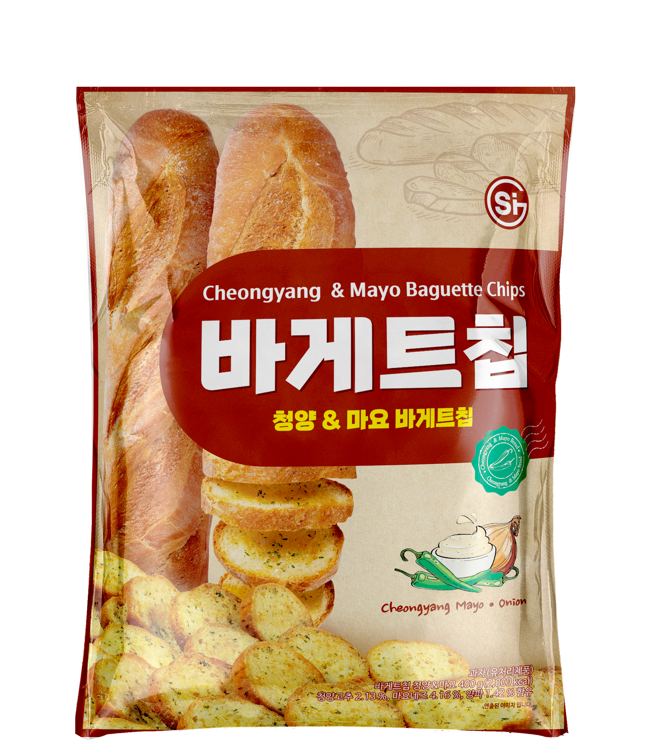[무료배송] 통바게트 크리스피 바게트칩 청양&마요 400g 2개 2