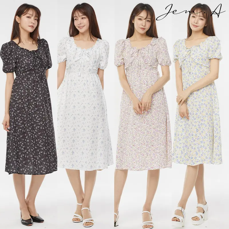[젬마/Jem.A] 플라워 스퀘어 롱 원피스